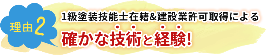 1級塗装技能士在籍&建設業許可取得による確かな技術と経験!